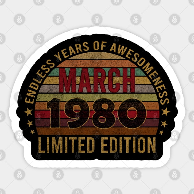 42 Year Old 42nd Birthday Design for March 1980 born Limited Edition Legend BDay Gift Sticker by mahmuq